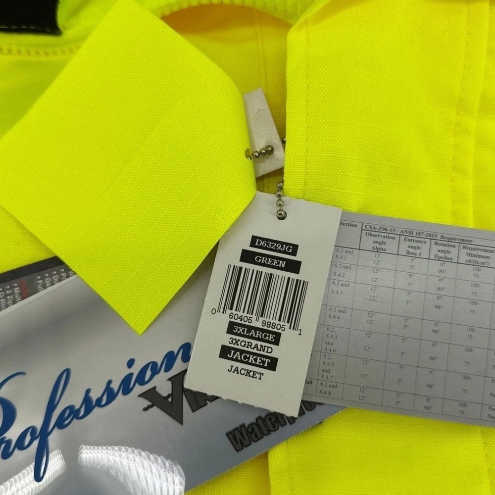 Viking Journeyman 300D Hi-Vis ANSI Class 3 Waterproof Jacket 3XL New - Picture 3 of 5